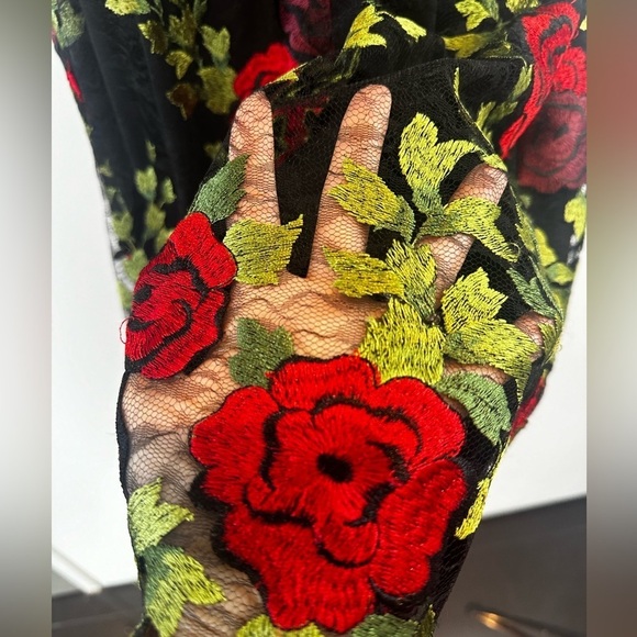 Betsey Johnson Black and Red Floral Dress - Picture 11 of 14